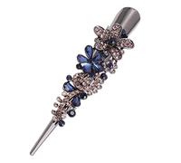 FONDOTIN Rhinestone Studded Duckbill Hair Clip Dark Blue Alloy Bobby Pin Hair Styling Barrette Decorative Headwear for Women