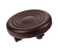 FONDOTIN Rolling Low Stool with Wheels Small Plastic Wheel Stool for Home Cleaning Foot Rest for Moving and Pedicure Use Brown Plaid Design