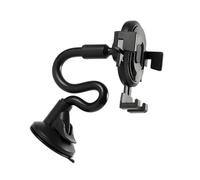 FONDOTIN Rotatable Suction Cup Phone Holder for Car Dashboard Adjustable Windshield Mount Stand with Flexible Hose Abs Silicone Material Secure One-touch Lock for Safe Driving Navigation