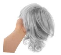 FONDOTIN Short Curly Grey Wig for Elderly Women Realistic Texture Elegant White Hairpiece Age-appropriate Design for Grandma Cosplay Halloween Party