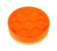 FONDOTIN Silicone Slow Feeder Dish for Dogs Choke Pet Bowl with Suction Cup Base Non Slip Design for Healthy Eating Small Orange for Slowing Down Meals and Preventing Indigestion