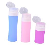 FONDOTIN Silicone Travel Bottles Set with PVC Bag Leakproof Refillable Toiletry Containers for Lotion and Essential Oils Portable Soft Squeeze Tubes in Pink Blue Purple Practical Leak