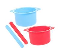FONDOTIN Silicone Wax Warmer Bowls 2pcs Heat Resistant Hair Removal Waxing Silicone Bowls Replacement for Wax Warmers with 16cm Stirring Sticks, Non-stick Mixing Pots for Professional Beauty Use