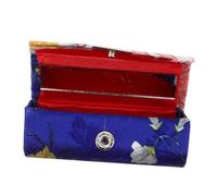 FONDOTIN Silk Lipstick Bag Floral Embroidered Lipstick Case Mirror for Travel Makeup Storage
