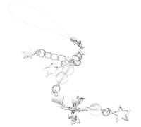 FONDOTIN Silver Star and Bow Phone Chain Charm, Decorative Cellphone Strap Lovely Pendant, Stylish Phone Strap Accessory for Women and
