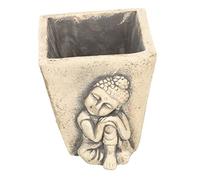 FONDOTIN Small Cement Buddha's Flowerpot for Succulents, Indoor Home Plants Container, Creative Buddha Head Planter for Desktop and Balcony Decoration