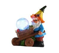 FONDOTIN Solar Gnome Lawn Lamp Resin Statue Garden Decoration Outdoor Pathway Light for Patio