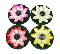 FONDOTIN Solar Powered Led Lotus Decoration Lights Red, Outdoor Pool Floating Lights Waterproof for Garden Pond Landscape