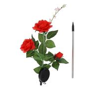 FONDOTIN Solar Rose Light 3-Head Solar Flower Garden Light Outdoor Patio Lawn Decoration Red Ornament