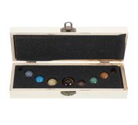 FONDOTIN Solar System Planets Model Set with Natural Crystal Spheres and Wooden Display Stand, Educational Nine Planets Collection for Home Décor and Science Teaching