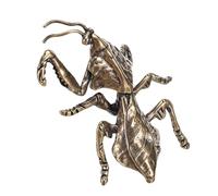 FONDOTIN Solid Brass Praying Mantis Statue Vintage Miniature Insect Figurine Feng Shui Animal Decor for Desktop Living Garden Outdoor Lawn Ornament