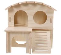 FONDOTIN Solid Wood Hamster Loft Double Layer Attic Pet House Hamster Supplies Boredom Breaker Pet Toy