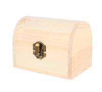 FONDOTIN Solid Wooden Storage Box with Arc Design and Lock Medium Size Wooden Treasure Chest for Safe Storage and Organising Trinkets