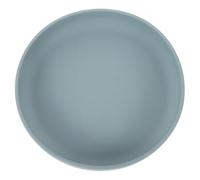 FONDOTIN Spill Silicone Scoop Plate with Suction Base Adaptive Dinnerware for Elderly Disabled Easy One Handed Feeding Non Slip Design Grey Blue Color for Seniors with Mobility
