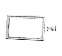 FONDOTIN Square Pendant Empty Holder Silver Blank Bezel Pendant for Diy Resin Charms Jewelry Making Hollow Frame