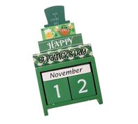 FONDOTIN St Patrick's Day Wooden Desktop Calendar Chic Home Ornament Perpetual Table Calendar Wood Carved Advent Countdown Decoration for Desk and Counter