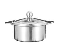 FONDOTIN Stainless Steel Dual Section Hot Pot 16Cm Multi-Functional Induction Cooking Pot for Small Gatherings and Catering with Rapid Heat Transfer