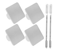 FONDOTIN Stainless Steel Manicure Mixing Plate with Finger Ring Foundation Palette for Custom Color Blending Concealer and Gel Polish Mixing Tray Portable Nail Art Accessory