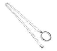 FONDOTIN Stainless Steel Round Photo Frame Locket Pendant with Clear Glass and Chain for Diy Jewelry Making for Wedding Bouquets and Pet Hair Memories