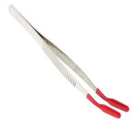 FONDOTIN Stainless Steel Stamp Tweezers with Red Grip Cover Multi Use Precision Tool for False Eyelashes Crafting Electronics and Jewelry Handling Comfortable and Easy to Clean