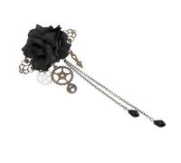 FONDOTIN Steampunk Rose Gear Hair Clip Gothic Hair Accessories for Women Elegant Mechanical Floral Brooch for Cosplay Wedding Party Photography Unique Victorian Style Hairpin