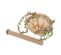 FONDOTIN Straw Bird's Nest Non-slip Hangers Climbing Swing Heavy-duty Birdcage Cage Parrot Stand Nest Animal Cage cage Hardware cage Wooden