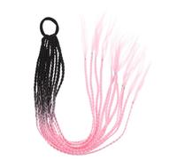 FONDOTIN Synthetic Crochet Dreadlock Hair Extensions Ombre Color 12 Roots Black and Pink Braided Hairpiece for Hip Hop African Style Braids and Hair Decor