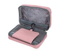 FONDOTIN Travel Makeup Pouch Foldable Toiletry Bag with Multiple Compartments for Women Portable Cosmetic Organizer with Wet and Dry Separation Stylish Pink Design for Travel Storage