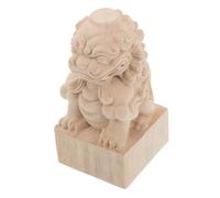 FONDOTIN Unfinished Wood Lion Post Finials Wooden Staircase Dowel Caps DIY Craft for Garden Bridge Decoration Classic Vintage Feng Shui Guardian Lion Ornaments