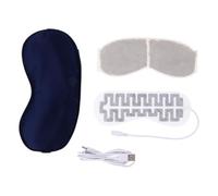 FONDOTIN USB Heated Lavender Steam Eye Mask for Sleeping Dark Blue Blackout Eye Pad with Elastic Band Portable Protective Aid for Dark Circles and Travel Use