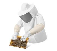 FONDOTIN Ventilated Beekeeper Suit with Zippered Hood and Protective Gloves Full Resistant Bee Jacket for Comfortable Beekeeping Fit with Elastic Waistband
