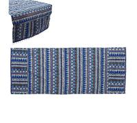 FONDOTIN Versatile Cotton Linen Washing Machine Cover Storage Bag, Washable Decorative Protector for Kitchen and Balcony Appliances, Blue Triangle Pattern 55x130 Cm