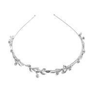 FONDOTIN Vintage Alloy Roman Leaf Headband with Rhinestone Tiara Bridal Crown for Women and Sparkling Wedding Party Hair Accessory Elegant Princess Hair Hoop for Special Occasions