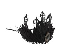 FONDOTIN Vintage Baroque Queen Tiara Headband Fabric Hair Accessory for Women Retro Wedding Cosplay Costume Party Gothic Crown Headpiece Comb for Brides and Halloween