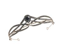 FONDOTIN Vintage Black Rhinestone Crown Headpiece Shiny Wedding Tiara for Brides Bridal Princess Headdress for Weddings and Special Occasions