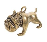 FONDOTIN Vintage Brass Bulldog Keychain Charm with Antique Finish Bulldog Pendant for Bag and Key Hanging Decoration of Strength and Courage DIY Jewelry Making Accessory