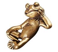 FONDOTIN Vintage Brass Frog Car Figurine Miniature Statue Classic Desktop Ornament for Home and Garden Decoration