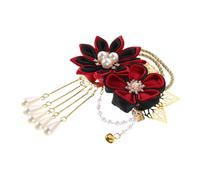FONDOTIN Vintage Chinese Floral Hairpin with Tassel Side Clip Quick Styling Retro Kimono Hair Accessories for Women Elegant Ancient Hanfu Inspired Hair Ornament