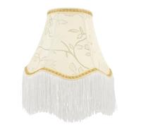 FONDOTIN Vintage Embroidery Fabric Lampshade with Handmade Tassels for Table and Floor Lamps European Bohemian Style Decorative Shade Classic Victorian Flared Design for Home and Party