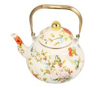 FONDOTIN Vintage Enamel Dome Kettle 1.5l for Stovetop with Ergonomic Handle and Rust Resistant Coating, Retro Enameled Tea Kettle for Boiling Water and Home Decor