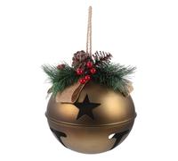 FONDOTIN Vintage Large Iron Bell Christmas Hanging Decor DIY Festival Pendant with Pine Cone and Berry Design Rustic Xmas Ornament for Indoor Holiday Decoration
