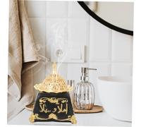 FONDOTIN Vintage Middle Eastern Resin Incense Burner with Gold Metal Frame Compact Aroma Burner for Home Decoration Desktop Ornament for Yoga Meditation Bedroom and Study Rooms