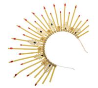 FONDOTIN Vintage Radiant Crown Headband with Gold Rhinestones, Gothic Style Hair Band for Women and Teens, Festival and Halloween Party Headpiece, Adult Cosplay Accessories