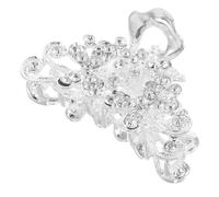 FONDOTIN Vintage Rhinestone Floral Hair Claw Clip Silver Flower Hairpin for Women Lightweight Decorative Crystal Updo Grip for Weddings Parties and Daily Wear