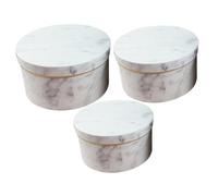 FONDOTIN Vintage White Marble Round Flower Boxes Set of 3 with Lids, Floral Arrangement Cylinder Packaging, Rose Bouquet Storage Boxes for Valentine’S Day and Special Occasions