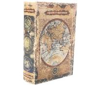 FONDOTIN Vintage Wooden Book Storage Box Retro Craft Decorative Fake Book Model for Home Office Desktop Adornment with Realistic Paper Stack Design and Construction