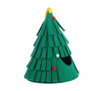 FONDOTIN Washable Guinea Pig Hideout Cozy Felt Pet Hut for Small Animals Christmas Tree Shaped Shelter for Hamsters and Parrots and Soft Design