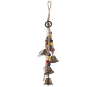 FONDOTIN Witch Protection Bell Wind Chimes for Door Knob Iron Rustic Hanging Pendant with Heart and Pentagram Clear Sound Outdoor Lucky Witchcraft Decor for Home Garden