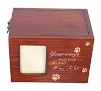 FONDOTIN Wood Pet Urn with Photo Frame Cremation Memorial Box for Dogs Durable Ash Container for Pet Remembrance Natural Texture Keepsake Casket