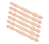 FONDOTIN Wood Spindle Staircase Railing 6Pcs Unpainted Carved Wooden Small Pillars for Home Decoration